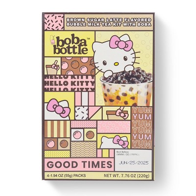 A-Sha Hello Kitty Boba Kit Brown Sugar Latte - 4pk/7.76oz: Non-Caffeinated