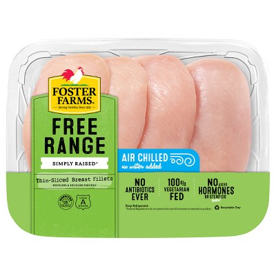 Foster Farms Free Range Air Chilled Boneless & Skinless Thin Sliced Chicken Breasts - 0.8-2.8lbs - price per lb