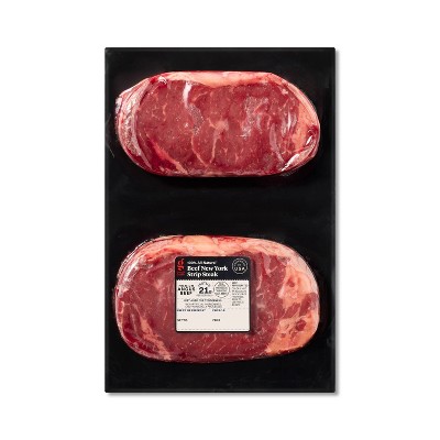 Fresh Beef New York Strip Boneless Steak Family Pack Raw - 0.48-2.06lbs - price per lbs - Good & Gather™