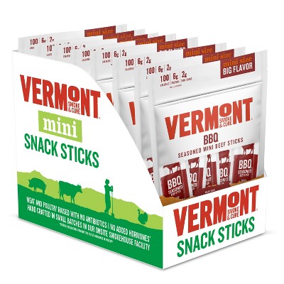 Snack Sticks by Vermont Smoke & Cure – BBQ Seasoned – Beef – Healthy Meat Protein .5 ounce – 3oz Pouch – Pack of 8.