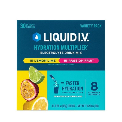 Liquid I.V. Hydration Multiplier Variety Pack, Lemon Lime & Passion Fruit, 30ct