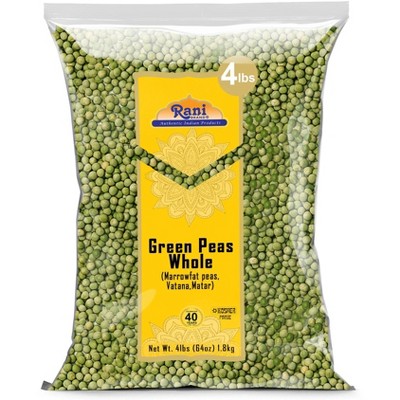 Green Peas Whole Dried (Marrowfat Peas, Vatana) - 64oz (4lbs) - Rani Brand Authentic Indian Products