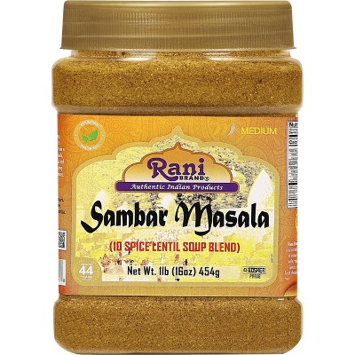 Sambar Masala, Indian 10-Spice Blend - 16oz (1lb) 454g PET Jar - Rani Brand Authentic Indian Products