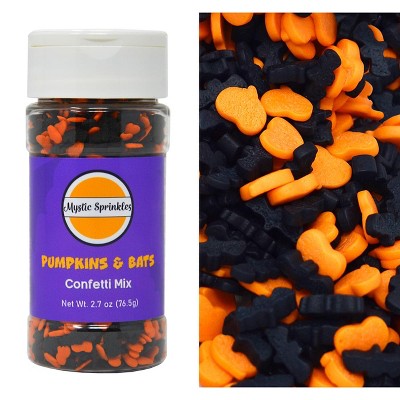 Mystic Sprinkles Pumpkins & Bats Confetti Mix Halloween Sprinkles 2.7oz Bottle