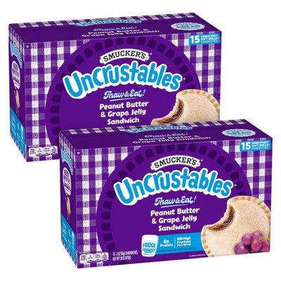 Smucker's 2ct/30oz Uncrustables Frozen Peanut Butter & Grape Jelly Sandwich
