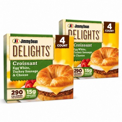 Jimmy Dean 2 pack/19.2oz Each Delights Frozen Turkey Sausage, Egg Whites & Cheese Croissant Sandwiches