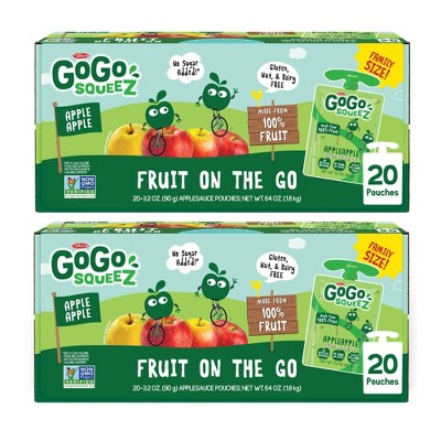 GoGo squeeZ Applesauce and Fruit Puree, Apple Apple - 3.2oz/40ct