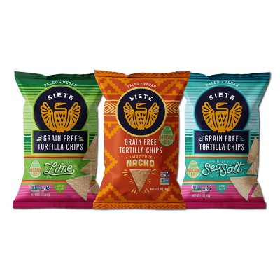 Siete 5oz Lime Tortilla Chips + 5oz Sea Salt Tortilla Chips + 5oz Nacho Chips