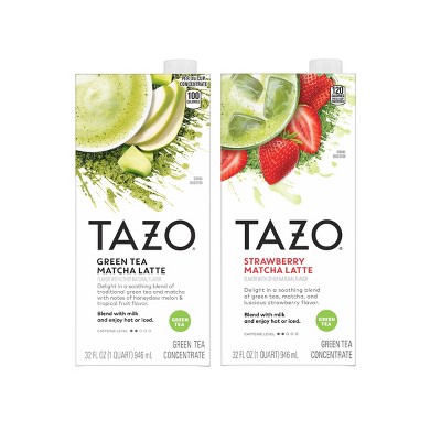 Tazo Green Tea Concentrate 32 fl oz Sweetened Strawberry Matcha Latte + 32 fl oz Matcha Latte