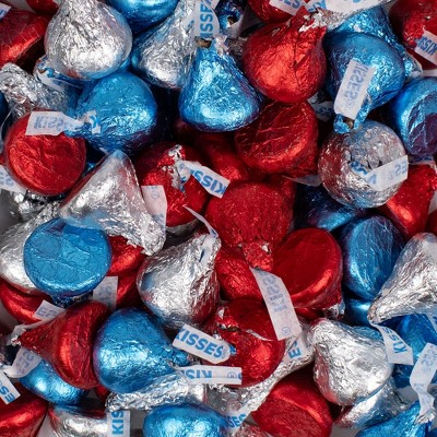 2,250ct Patriotic Red, Blue And Silver Foiled Hershey's Chocolate Kisses For Parades, Gifts & More