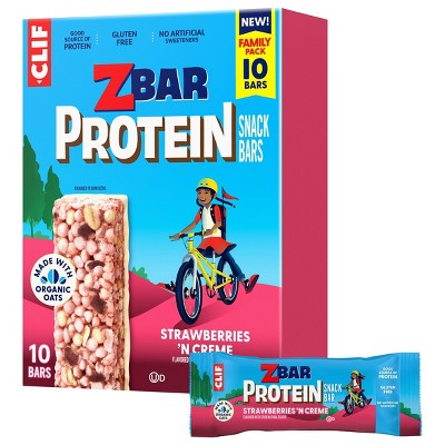 Zbar Gluten Free Strawberries 'N Creme Granola Snack Protein Bars Made with Organic Oats - 5g Protein - 12.7oz/10ct