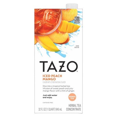 Tazo Iced Peach Mango Herbal Tea Concentrate - 32 fl oz: Non-Caffeinated