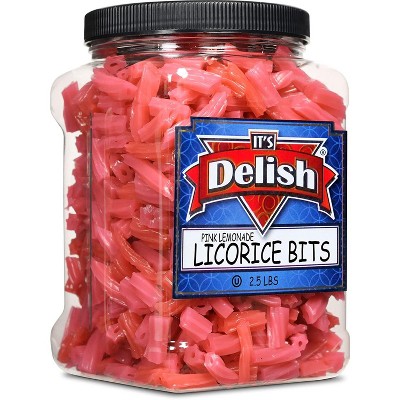 Pink Lemonade Licorice Bits by It's Delish, 2.5 LBS Jumbo Container Jar
