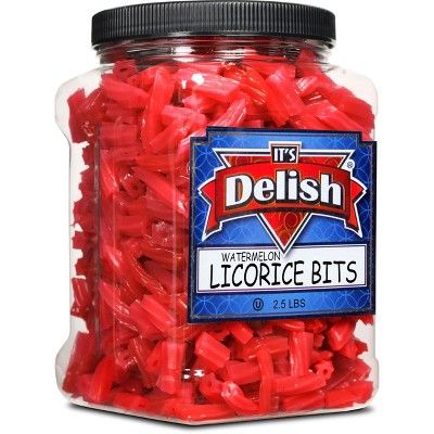 Watermelon Licorice Bits by It's Delish, 2.5 LBS (40 Oz) Jumbo Container Jar