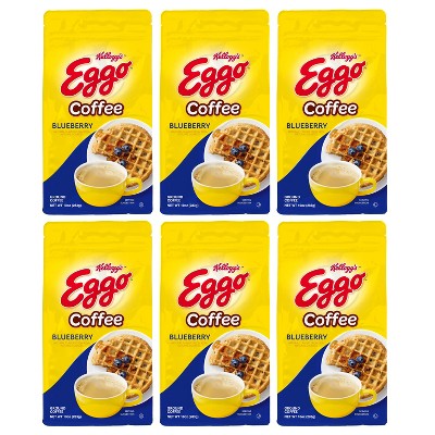 Eggo Blueberry Waffle Flavored Ground Coffee, Fair Trade Cert. 10 Oz Bag, 6 pack