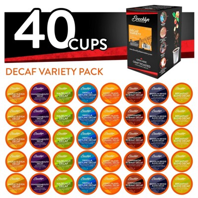 Brooklyn Bean Roastery, Various Roasts DECAF Pods,2.0 Keurig,Variety Pack, 40 Ct