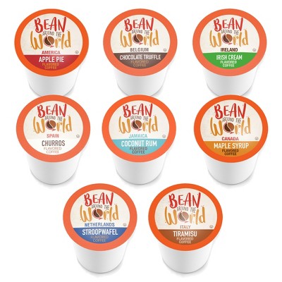 Bean Around The World Variety Pack Flavored Coffee Pods,Keurig compatible,40 CT