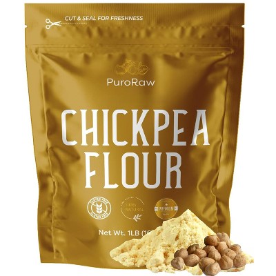 PuroRaw Chickpea Flour 1 lb. Gluten Free Garbanzo Bean Flour, All Natural, Gram Besan Flour for Baking and Cooking.