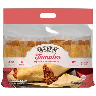 Del Real Foods Gluten Free Pork Tamales in Red Sauce - 24oz