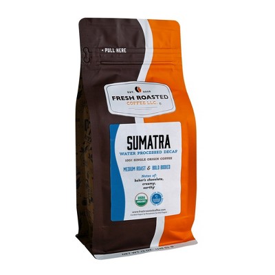 Fresh Roasted Coffee, Organic Sumatran Decaf, Medium Roast Whole Bean - 12oz