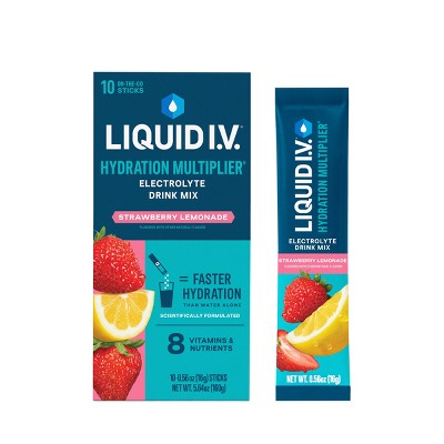 Liquid I.V. Hydration Multiplier Vegan Powder Electrolyte Supplements - Strawberry Lemonade - 0.56oz/10ct