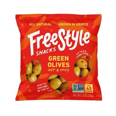 Freestyle Snacks Hot & Spicy Green Olives - 1.1oz