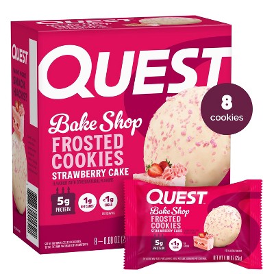 Quest Nutrition Bake Shop Strawberry Cake Flavor Frosted Cookies - 5g Protein - 7.04oz/8ct: Ready to Eat