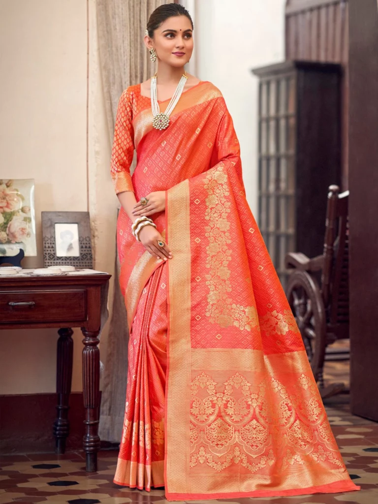 Art Silk Saree as Ganesh Chaturthi Outfits