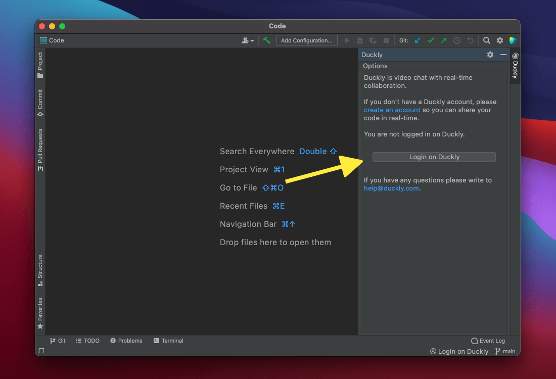 Login and link your Android Studio IDE to your Duckly account