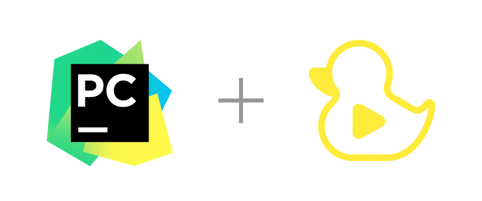 PyCharm and GitDuck logos