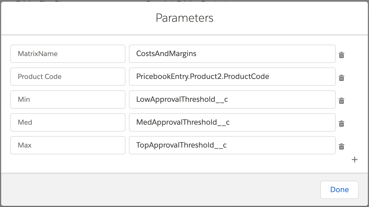 Calculation Matrix Params