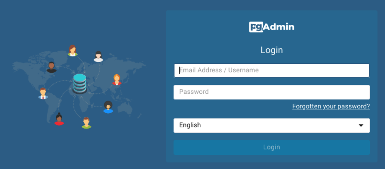 pgAdmin Login Interface pgAdmin Login Interface
