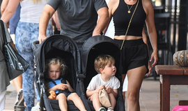 First Time Out: Kym Johnson and Robert Herjavec Take Their Twins for a Stroll in New York City