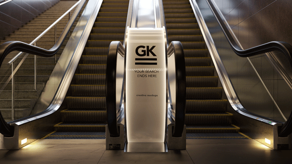 3D Animated Escalator / Lightbox Mockup - 3