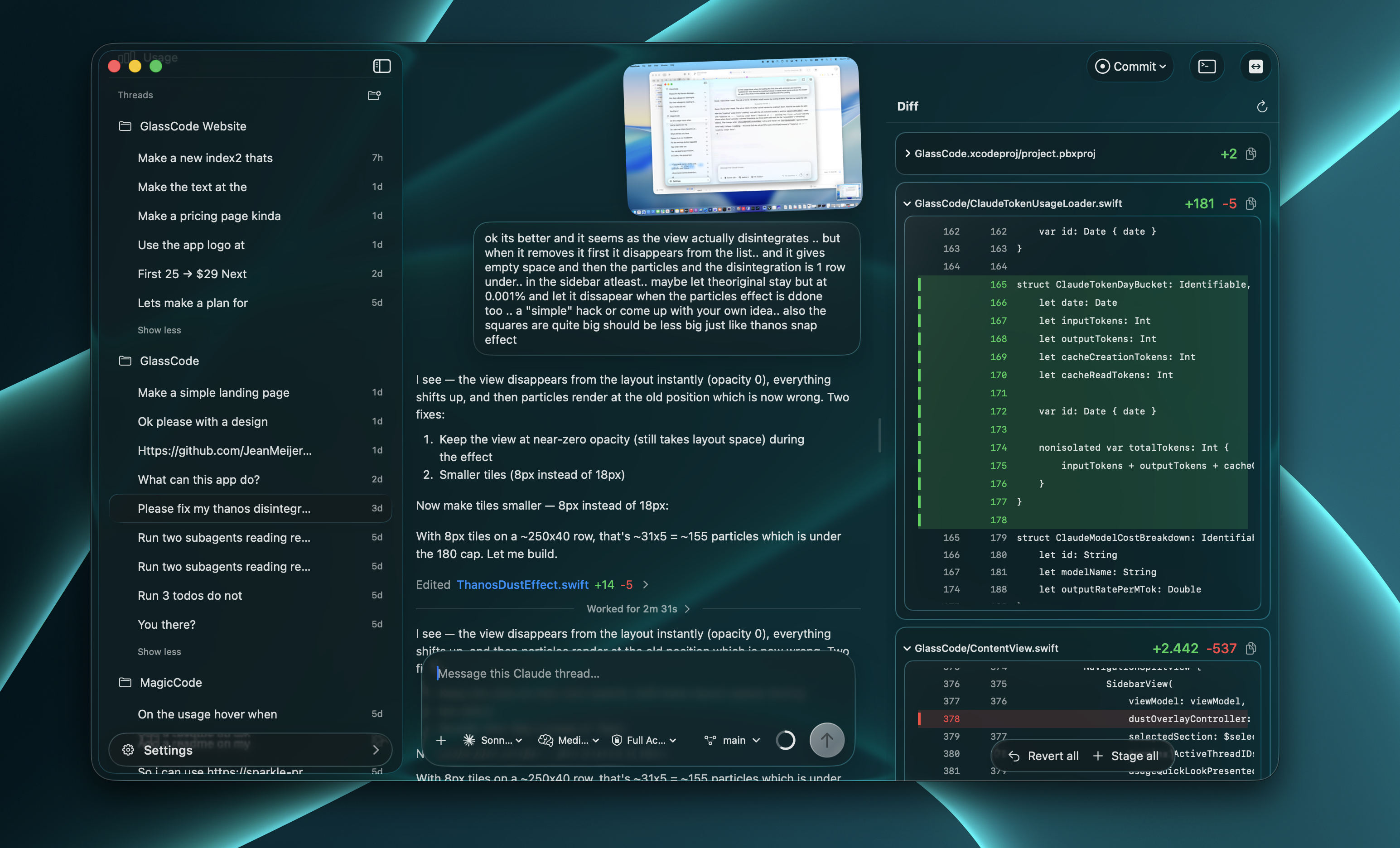 GlassCode main interface screenshot
