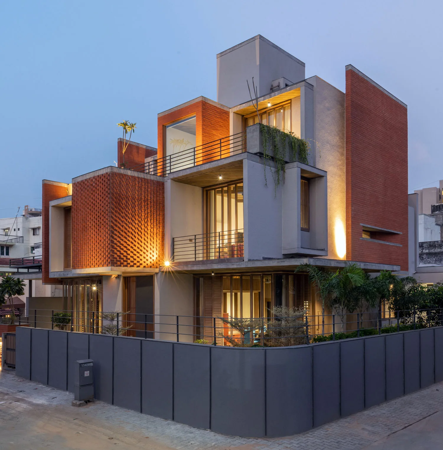 The Brick Abode by R+R Architects, Ahmedabad — perforated brick façade