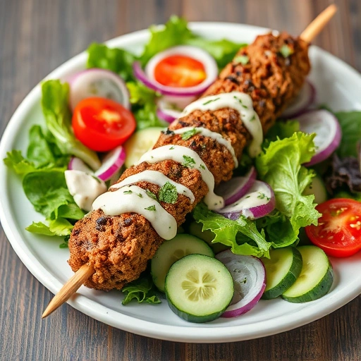 Kofta Kebab Salad with Tahini Yogurt Dressing