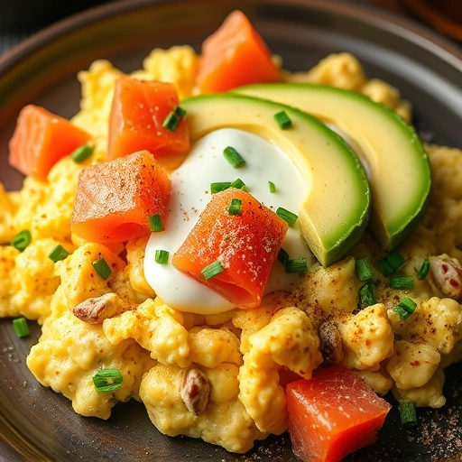 Keto 'Everything Bagel' Smoked Salmon Scramble