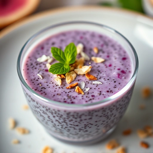 Ube-Coconut Chia Pudding with Toasted Malunggay Flakes