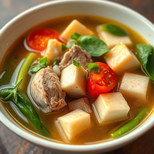 Sinigang na Baboy na may Kangkong at Tofu (Pork Belly Sinigang with Water Spinach and Tofu)