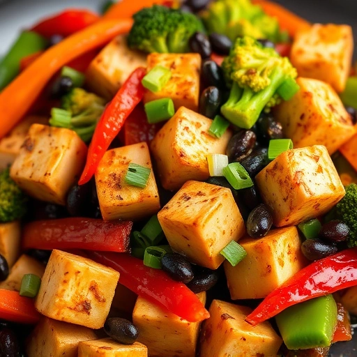 Spicy Tofu and Vegetable Stir-Fry with Black Bean Sauce