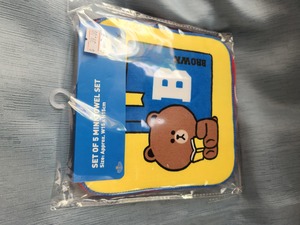  港版正品14266／Line friends／ 熊仔 幼兒5條裝方巾仔／15×15cm $39-1pc／沙田乙明邨 您家城舖 www.arpyema.hk 