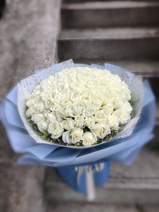  母親節99枝白玫瑰花束#AF1857  