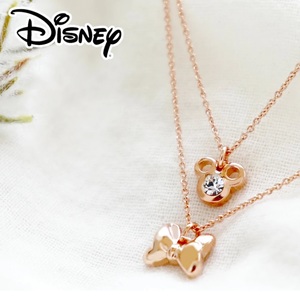  ❤️Disney x Swarovski K金首飾系列 米奇迷你頭閃石 x 蝴蝶結 雙鍊設計頸鍊 連精美包裝 ⭐️日本直送⭐️{推薦情人節, 生日禮物} 現貨 