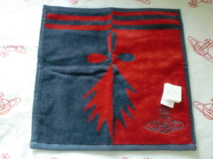  全新Vivienne Westwood灰紅色圖案Logo毛巾  