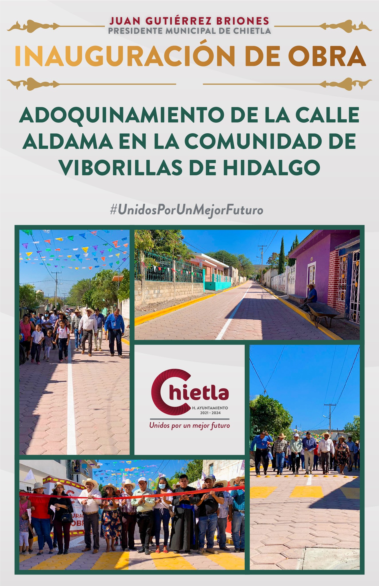 Inauguración de obra "Adoquinamiento de Calle Aldama"