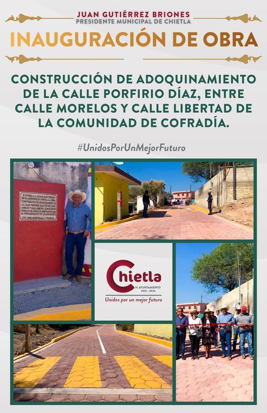 Entrega de obra Adoquinamiento de Calle Porfirio Díaz