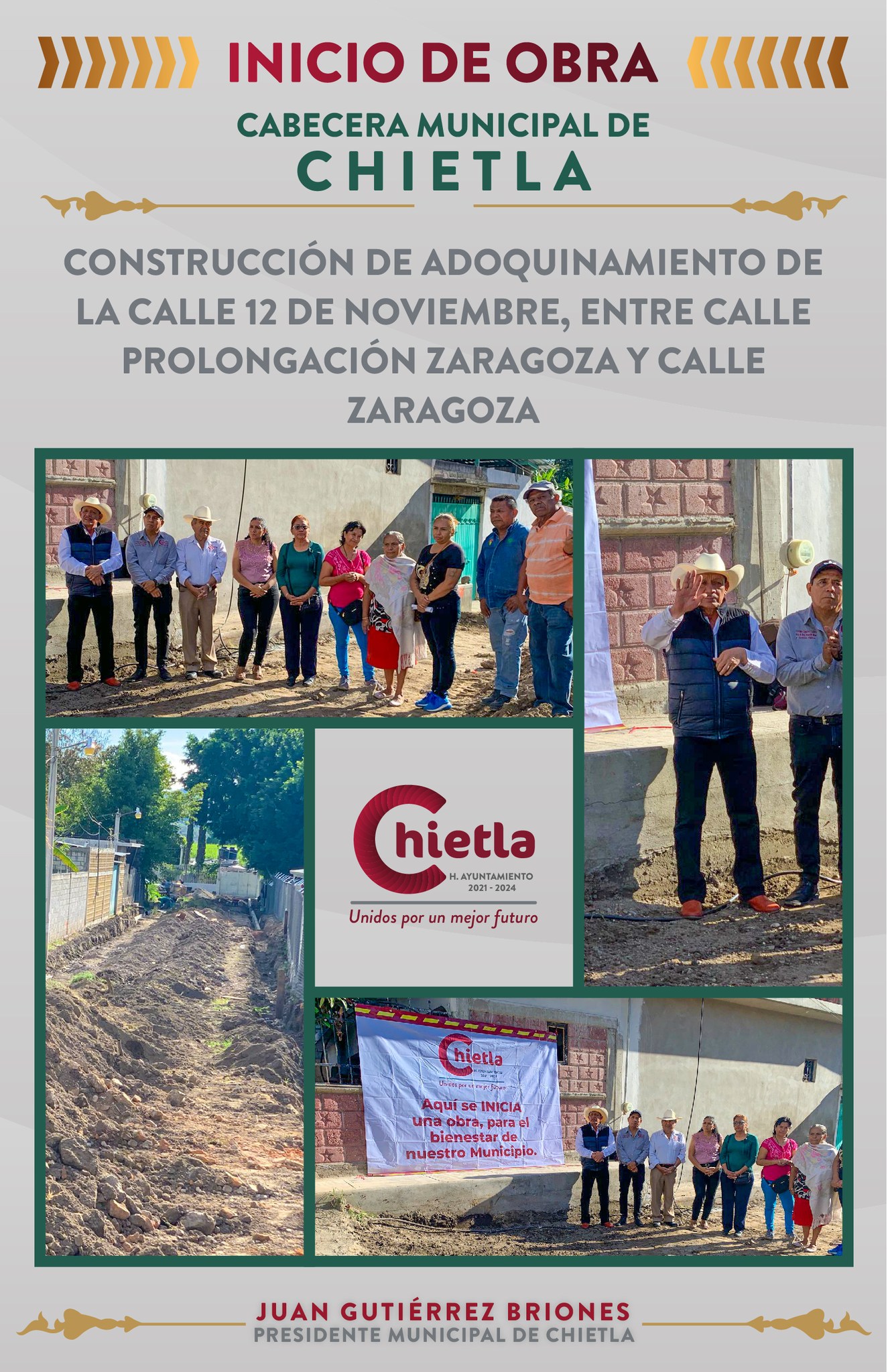 Inicio de Obra de Adoquinamiento de Calle 12 de Noviembre