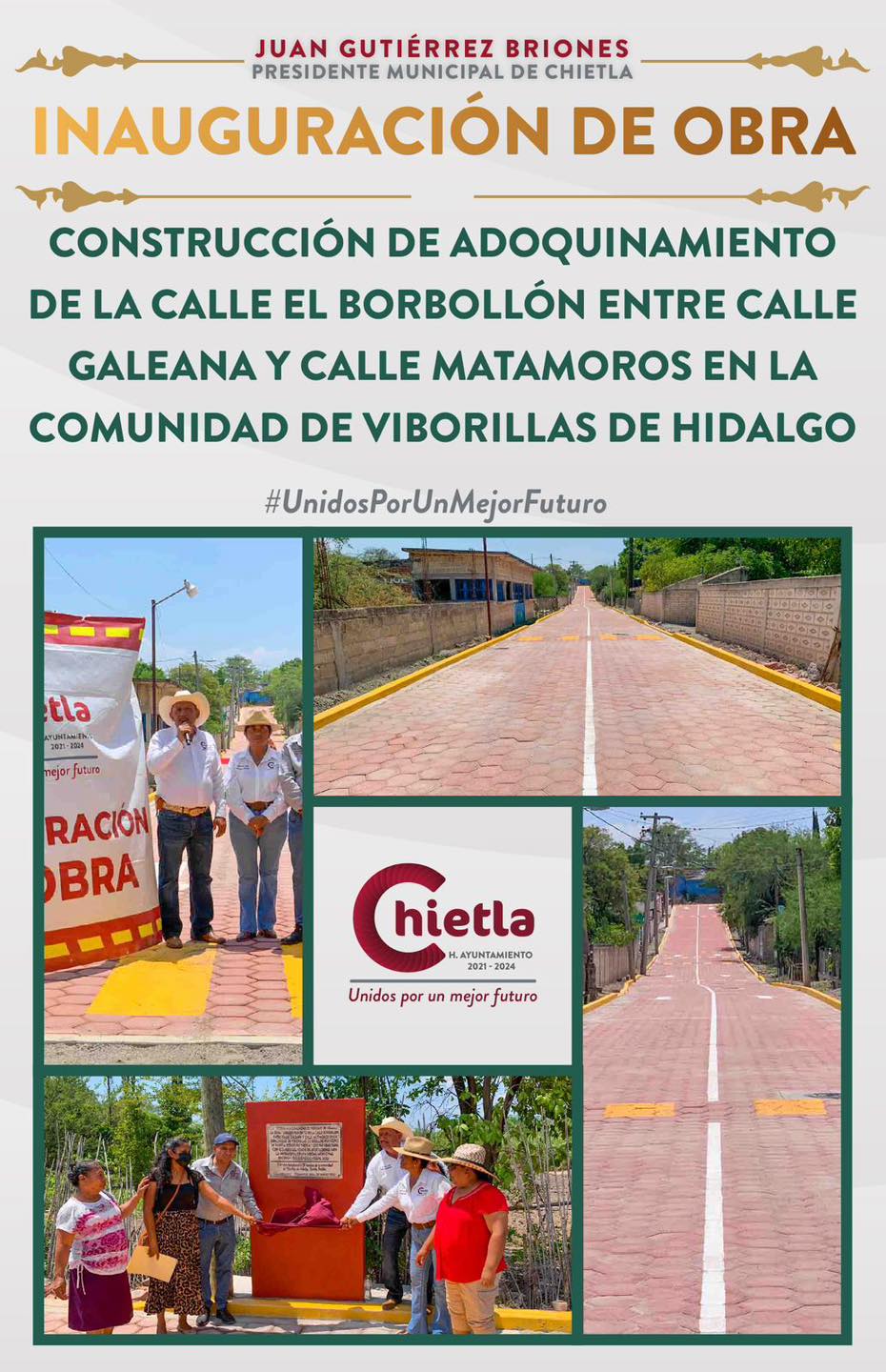 Entrega e Inauguración de obra "Adoquinamiento de Calle El Borbollón"