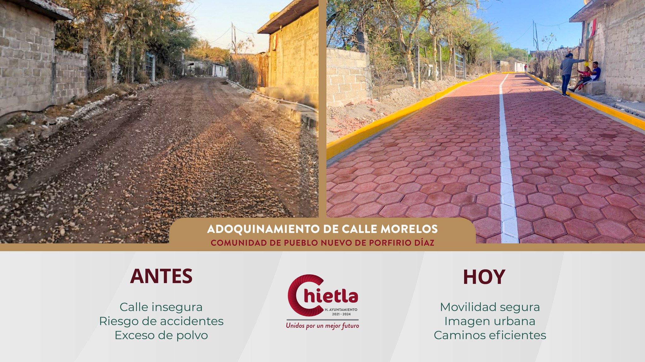 Inauguración de Calle Morelos, en Pueblo Nuevo